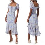 ASTR 💕 THE LABEL💕 Bow Tie Ruffle Dress ~ Pink Purple Floral Print Medium M NWT Photo 1