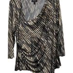 Dress Barn Collection Womens XL Black Gold Zebra Print Asymmetric neckline Top Photo 0