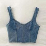 EB Denim Cropped Lace Up Denim Bustier Corset Top Photo 2
