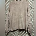 VICI Women's Chunky Knit Beige Sweater,Lantern Sleeves,Size M Photo 0