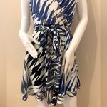 Banana Republic Blue and White Geometric Patterned Wrap Dress SZ 10P Photo 3
