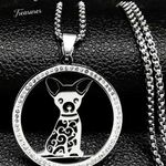 Chihuahua Dog Shape Pendant Necklace Adjustable stainless steel with rhinestone Photo 0
