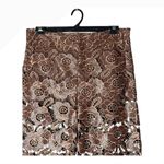 Anthropologie  Pants Women 14 Brown Faux Leather Floral Lace Wide Leg Pants Boho Photo 3