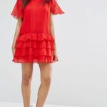 Missguided Red Ruffle Dress  Photo 0