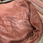 Leather Dean Bag Teardrop Round Handle Hobo Boho Two Tone Hippie Western Medium Brown Photo 9