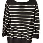 Karen Scott  XL Black & White Striped Sweater Soft Cotton Blend Photo 3