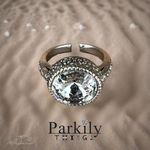 Handcrafted sparkly ring made with Swarovski crystal adjustable fit Silver Photo 1