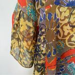 CAbi  Shakespeare Floral Semi Sheer Tie Front Ruffle Bohemian Kimono Tunic Top S Photo 9