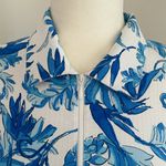 Icikuls Blue/White Birds of Paradise Print Golf/Tennis Long Sleeved Polo… Blue Photo 1