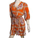 Anthropologie PORRIDGE  Women’s Sz M Orange Paisley Puff Sleeve Full Skirt Dress Photo 4