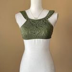 Aerie | Olive Green Lace & Ruffle Cropped Bikini Top Sz S Photo 1