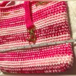 PINK Striped Crochet Shoulder Purse Photo 6
