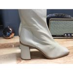 Free People  Sienna Bootie Women's 9.5 White Leather Side Zipper Block Heel Boots Photo 1