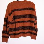 NEW Madewell Tinsel Sparkle Stripe Knit Stretch Crew Neck Pullover Sweater Brown Photo 3
