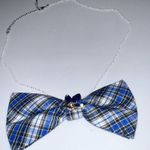 “Dainty Dapper”Blue Plaid Bow Tie Necklace Blue Photo 0