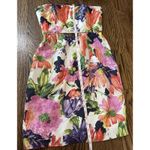 J Crew Strapless 100% Silk Mini Dress Size 0 Cream Watercolor Lined Pockets EUC Photo 13