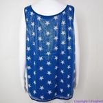 Ashley Stewart NEW Sequin Stars Scoop Neck Tank, White on Blue, 1X Photo 12