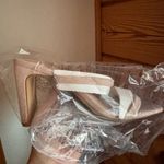 The Drop Women's Avery Square Toe Two Strap High Heeled Sandal faux suede 7 Tan Photo 1