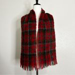 NWOT Wool Mohair Blend Scottish Red Plaid Winter Scarf Photo 1