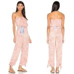 Free People Just Float Pink Tie Dye Strapless Cozy Relaxed Jumpsuit Small Photo 15