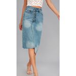 Evidnt Los Angeles Denim Skirt Womens 27 Blue Distressed Raw Hem Jean Skirt Photo 1