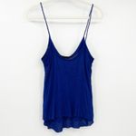 Free People  Womens Coquette‎ Summer Boho Owl Beaded Sequin Cami Top Size L Blue Photo 7