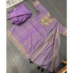 DULL PURPLE PRINTED 3PC SALWAR KAMEEZ DUPATTA SUIT EMB LADIES Size L Photo 2