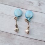 Vintage Clip On Earrings Light Blue Dangle Earrings Photo 4