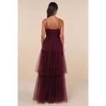 Lulus NWOT  Unforgettable Poise Plum Purple Tulle Bustier Tiered Maxi Dress Sz L Photo 2