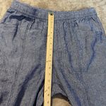 Old Navy  Pants Womens Medium Linen Chambray Blue Pull On Tapered Ankle Pockets Photo 7