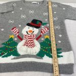 Notations  womens gray Holiday Christmas 3D snowman sweater size L Photo 7