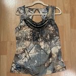 Alberto Makali Embellished Scoop Neck Top with Rhinestones and Chains M Photo 0