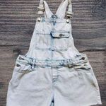 Mossimo Denim White Wash Women's S Overall Jean Shorts Distressed Hem w/Pockets Photo 0