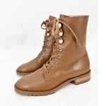 Stuart Weitzman Laine Boot Tan Combat Lace Up Pearl Button 7.5 Photo 1
