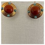 Orange and blue circle earrings Photo 2