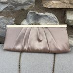 Jessica McClintock  gold satin clutch purse with Gold Chain 10x4 Photo 2