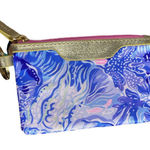 Lilly Pulitzer ‎ Wallet Zip ID Pink Blue Gold Tone Keychain Card Holder Photo 0