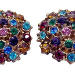 Vintage rhinestone encrusted bejeweled earrings Gold Photo 0