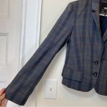 Marissa Webb | Plaid Waist Length Button Front Boy Blazer in Gray/Blue Sz Small Gray Photo 5