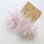 Handmade Purple Lavender Fluffy Feather Dangle Silver Chain Earrings  Photo 0