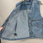 Liz Wear Vintage  Vest Womens Small Blue Jean Denim Zip Up Cargo Pockets Fishing Photo 11
