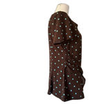 Karin Stevens Vintage Brown Polka Dot Belted Blouse L 12 Photo 5