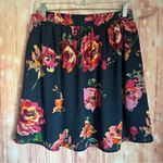 Buttons  Navy Blue Floral Print Pull On Skirt Photo 0