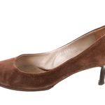 Salvatore Ferragamo Brown Suede Round Toe Kitten Heel Pumps Photo 1