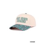Make Heaven Crowded Embroidered Hat Cream / Teal Leopard Brim NWT Photo 2