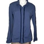 Mountain Hardwear Blue Button Up Shirt Roll Tab Sleeves Straight Hem Size 14 Photo 0