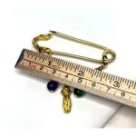 Vintage Gold Safety Pin Brooch With Charms & Beads Photo 6