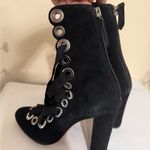 Schutz Black Suede Bootie Block High Heel Boot Women's SZ 5B Brazil Elegant Photo 8