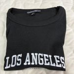 Harper  & Ivy Los Angeles California Y2K Ribbed Graphic Tee T Shirt Black Size‎ S Photo 6