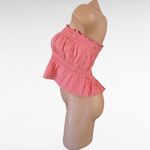 American Eagle  Women's Pink Peplum Tube Top Button Front Size Large Photo 2